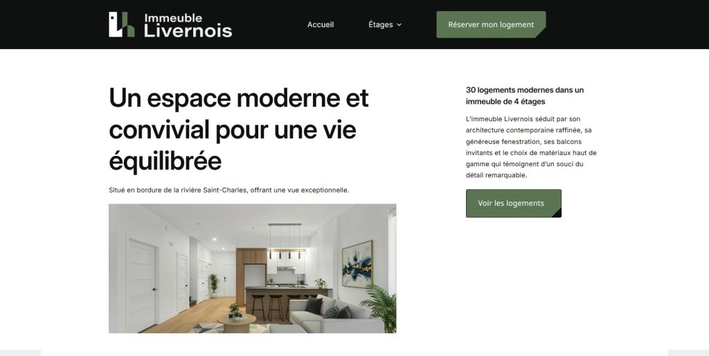 Page d’accueil du site web de l’Immeuble Livernois